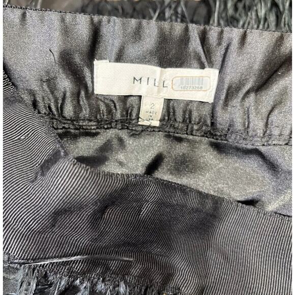 Milly Designer Black Silk Chemise Ostrich Feather Tiered Mini Skirt Women Size 2 - Picture 2 of 9